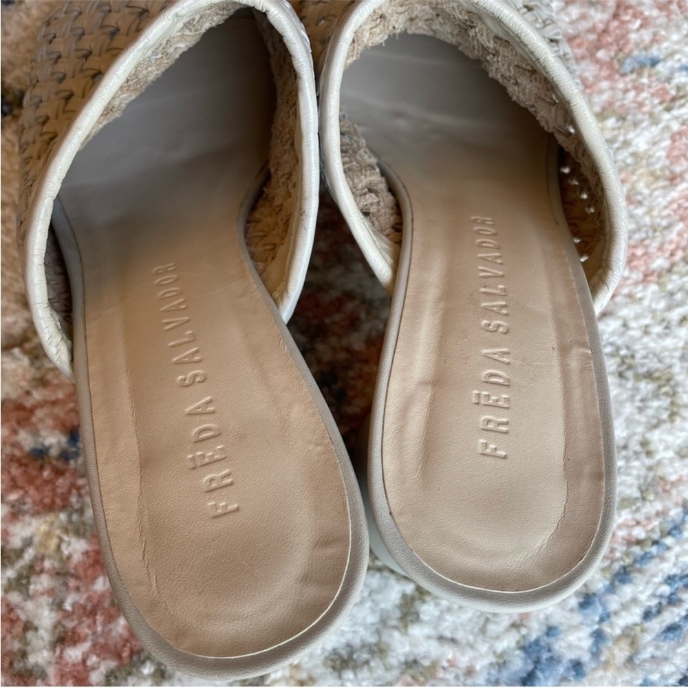 Freda Salvador Cream Woven Mules with Chunky Heel - Picture 5 of 11